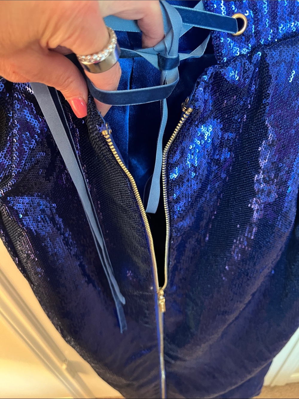 NWT Bronx & Banco Maraya Indigo Sequin Midi Corset Dress - Picture 9 of 16